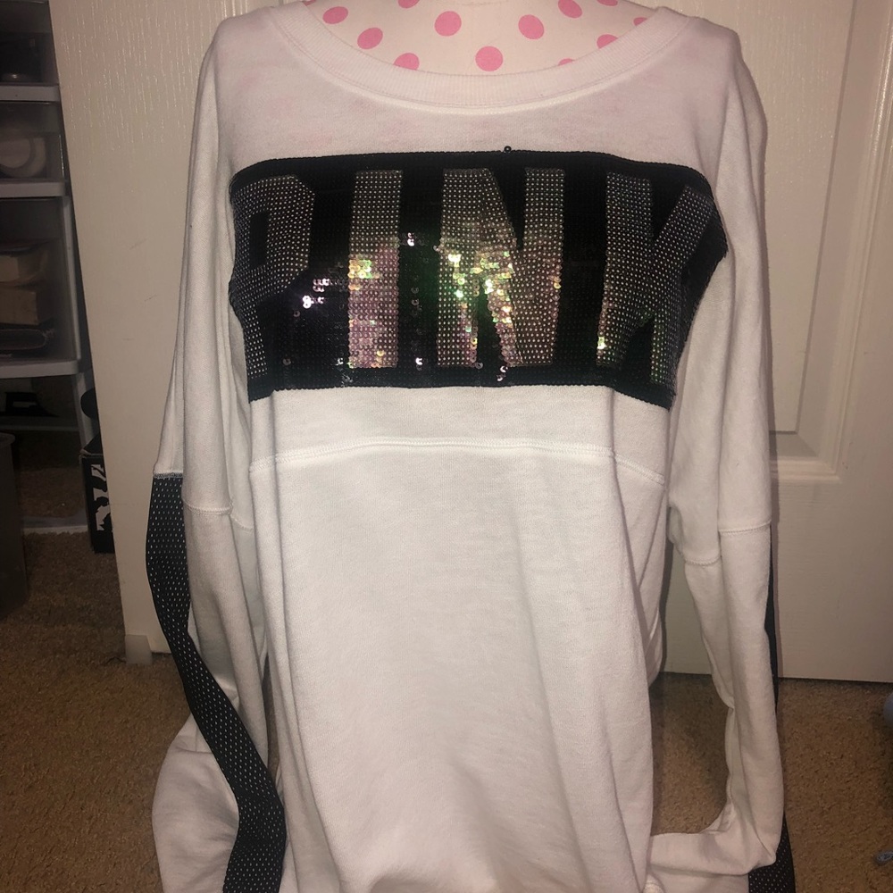 VS PINK bling varsity crew. BRAND NEW! With tags!!